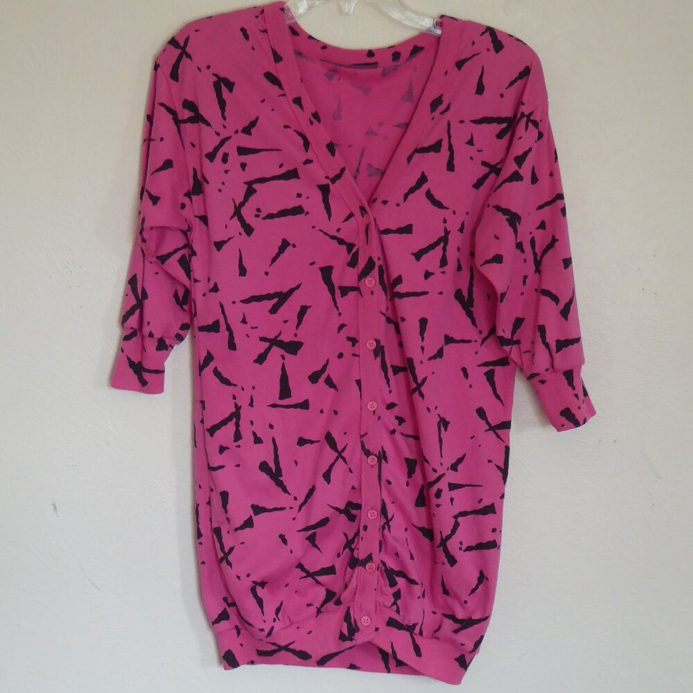 Hot Pink and Black Long Cardigan